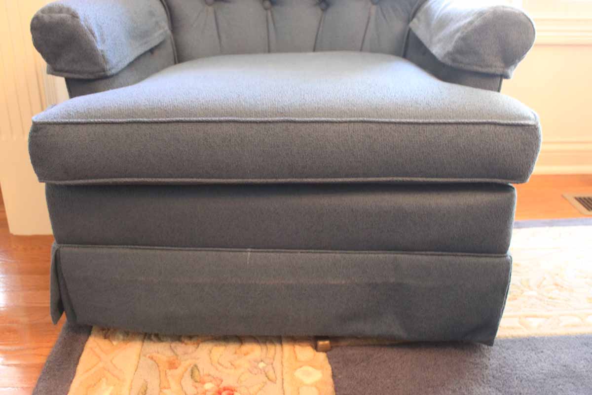 Hickory Springs Blue Button Tufted Swivel Rocker