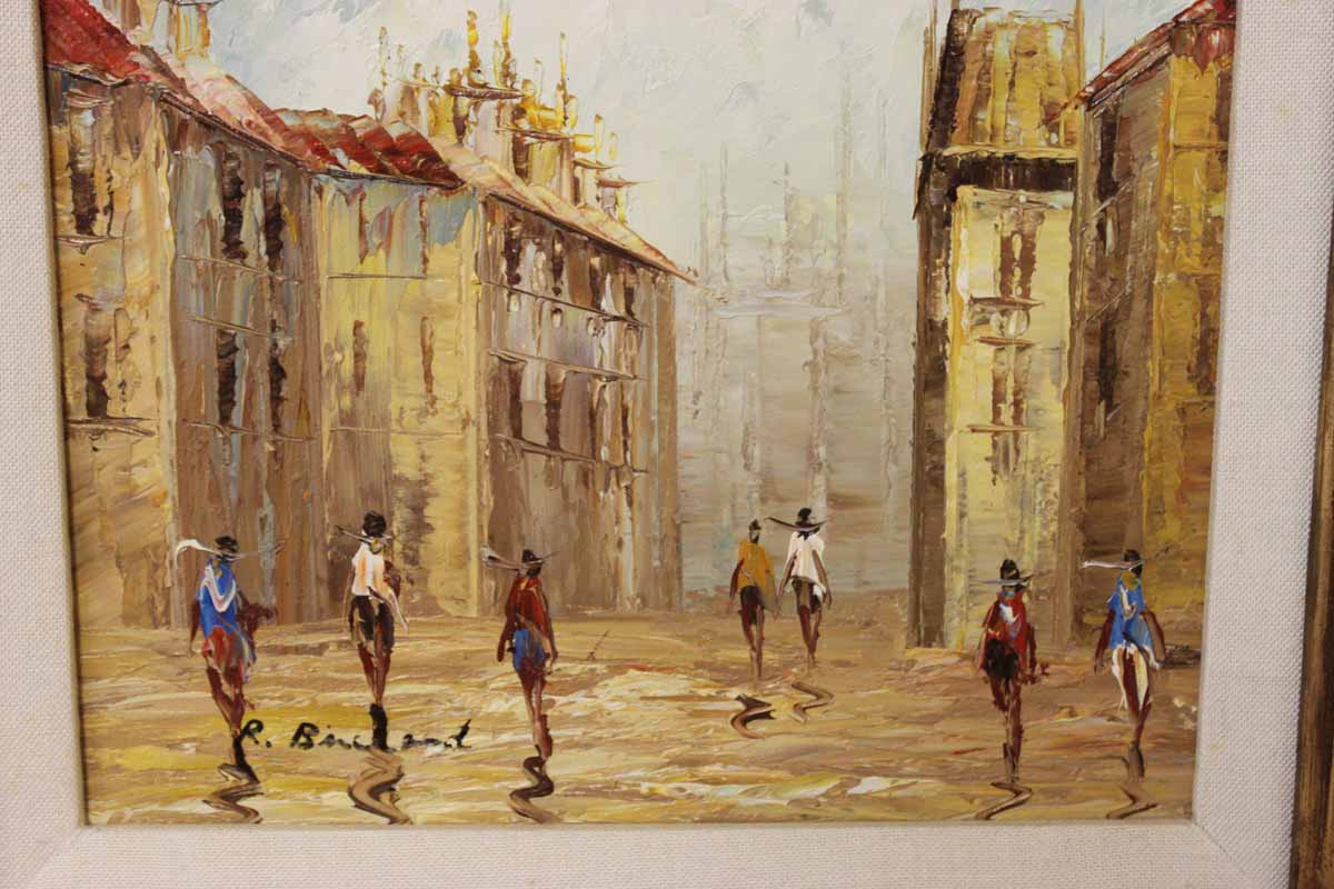 R. Birchard Signed Original Oil on Canvas Cityscapes