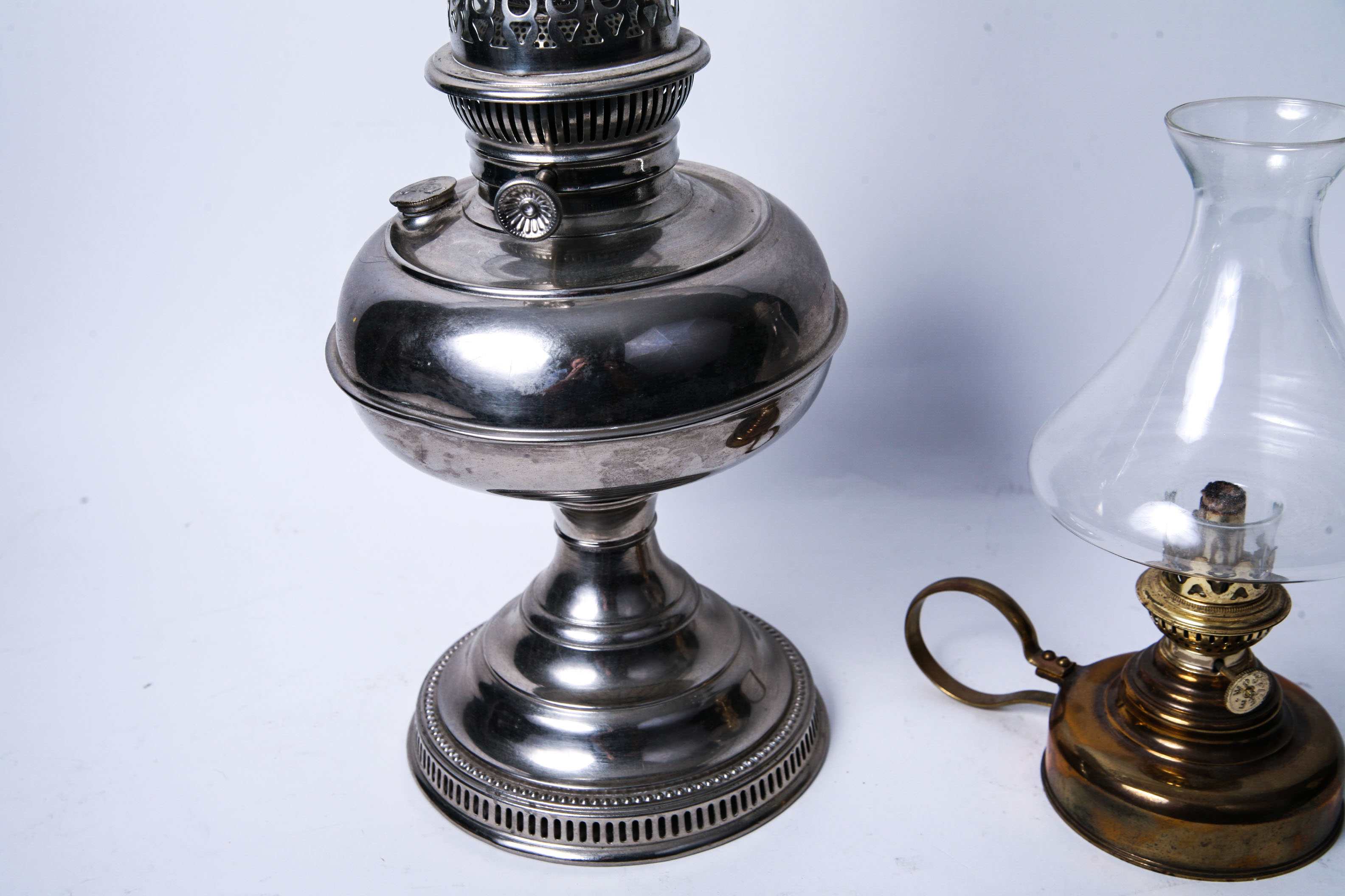 Antique 1905 Rayo Nickel Plated Oil Lamp and Other