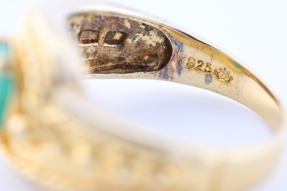 Sterling Silver Aquamarine, Glass, and Emerald Rings