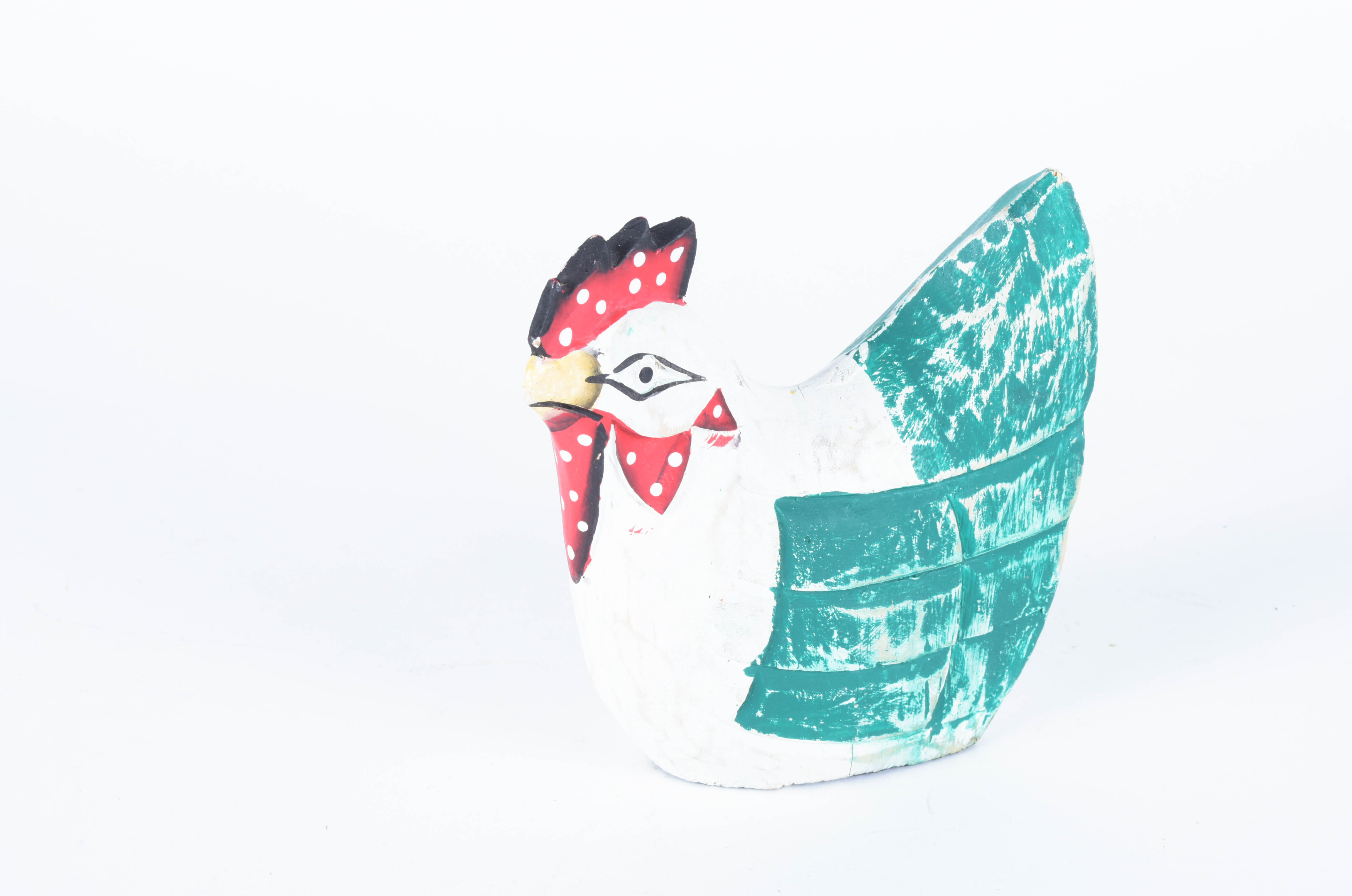 Five Wood Carved Chickens