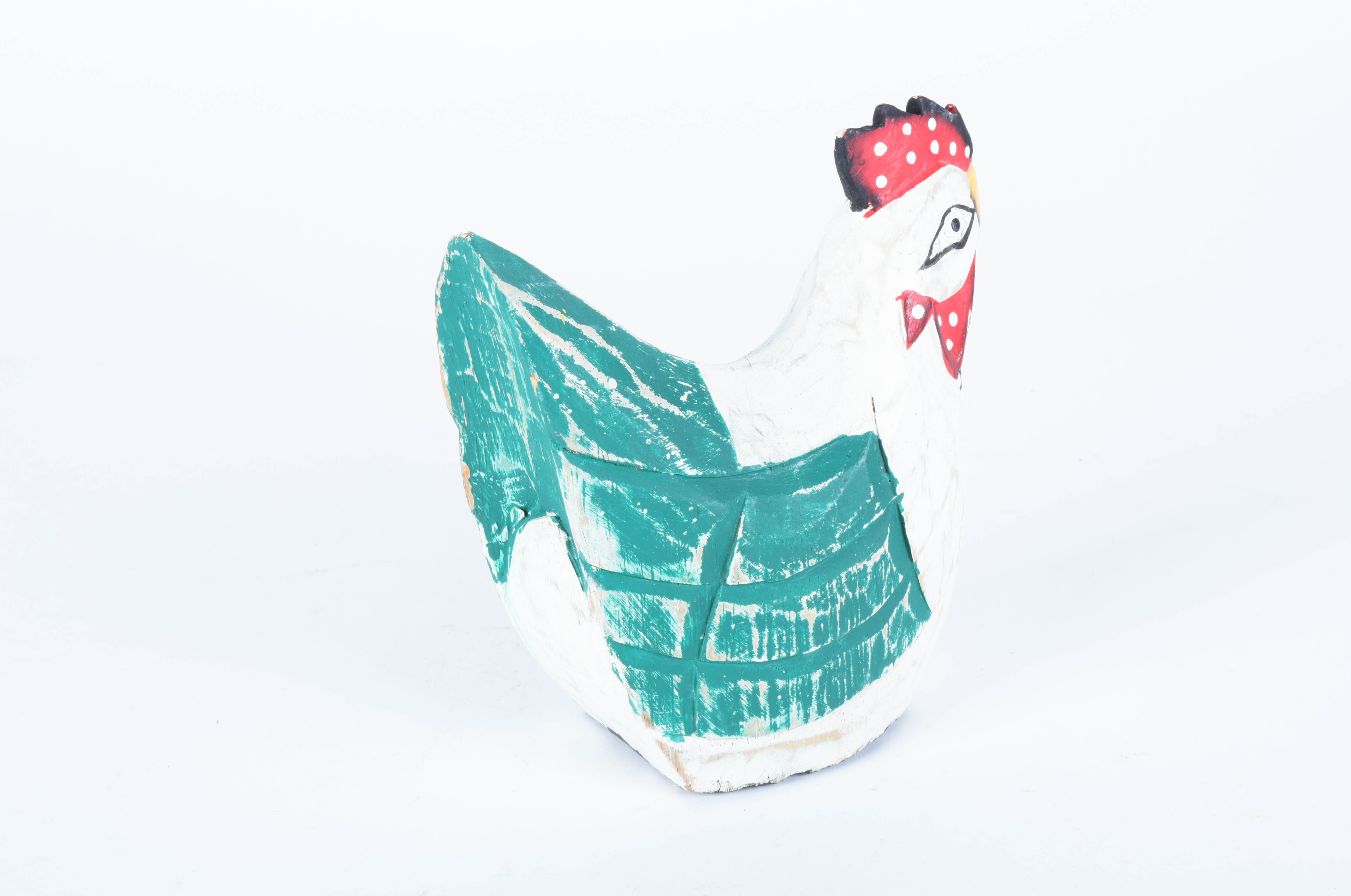 Five Wood Carved Chickens