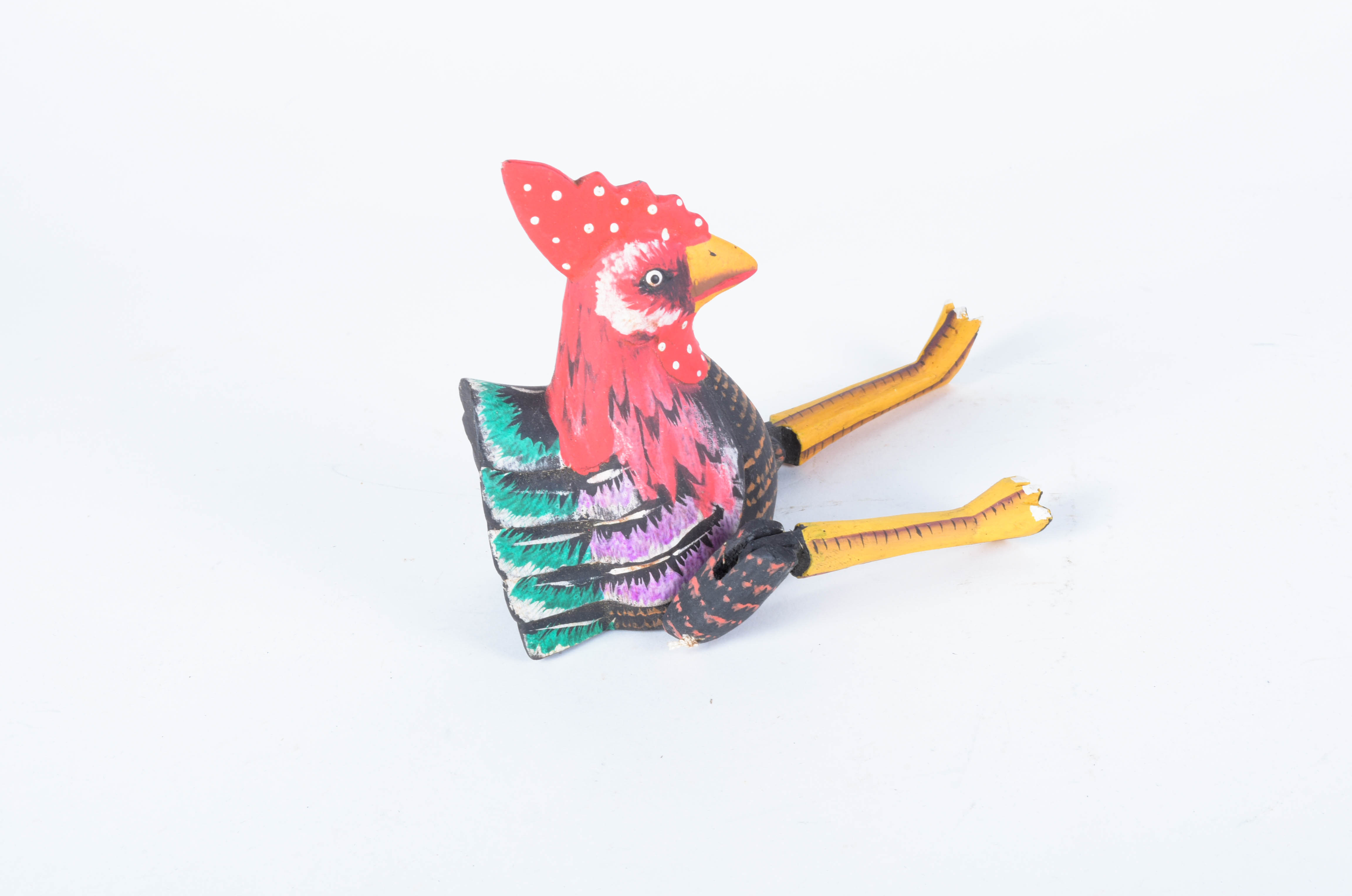 Five Wood Carved Chickens