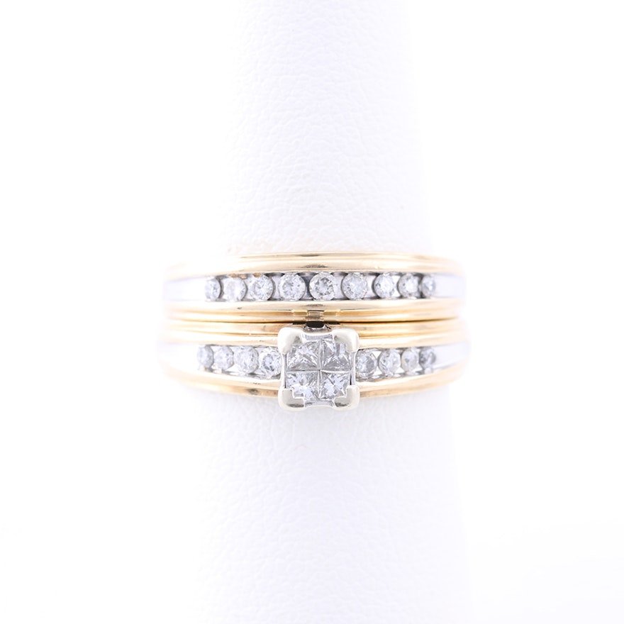 10K Yellow Gold Diamond Bridal Ring Set