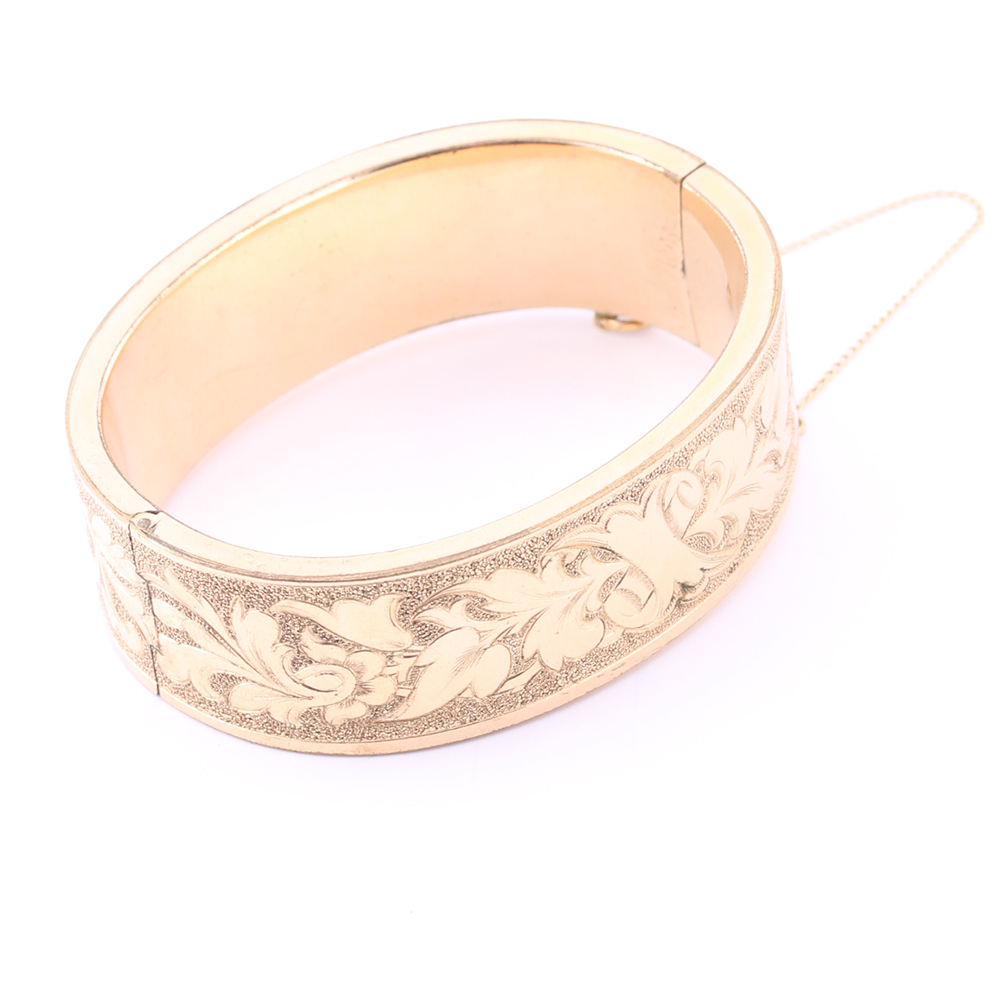 B&B Gold Filled Hinged Floral Bangle