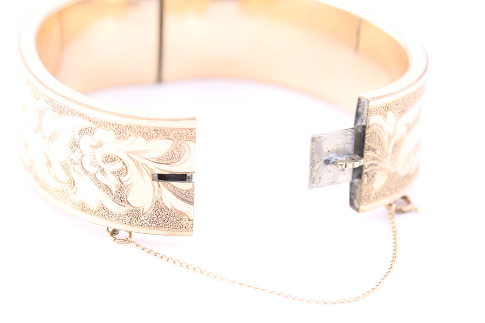 B&B Gold Filled Hinged Floral Bangle