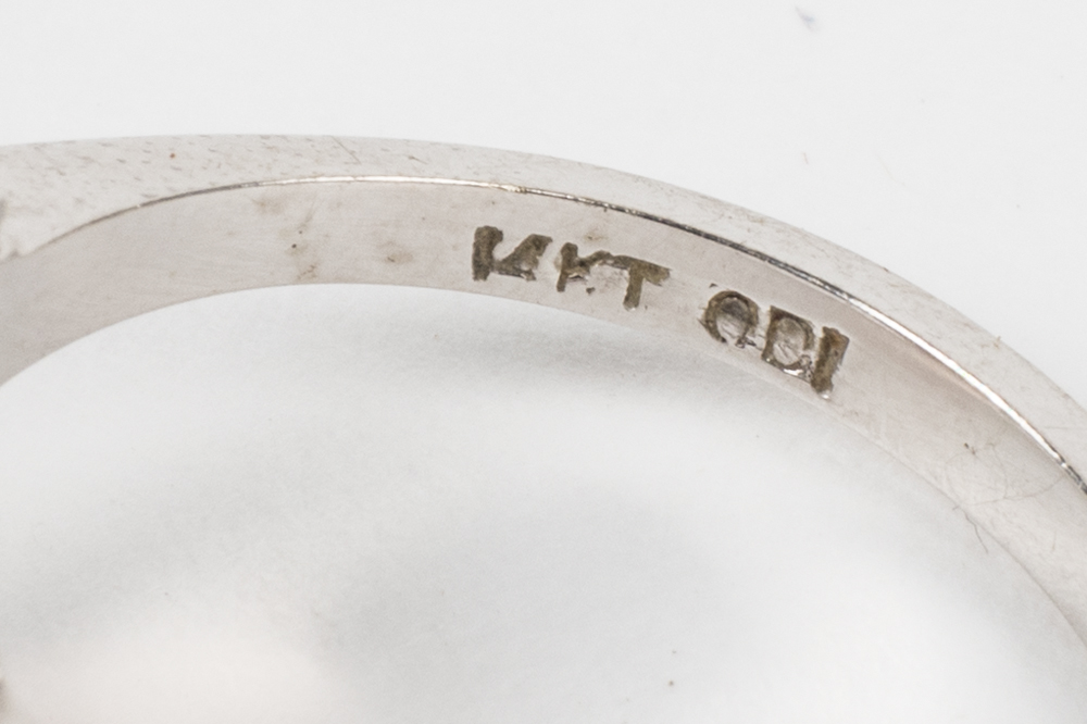 14K White Gold, Fire Opal, and Diamond Ring