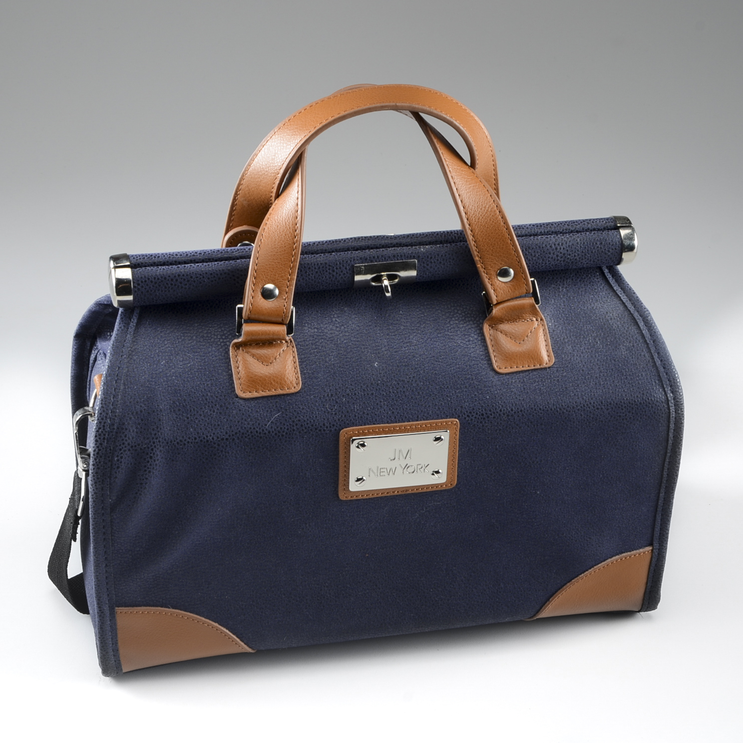 Joy Mangano New York Navy Pebbled Suede Doctor Bag