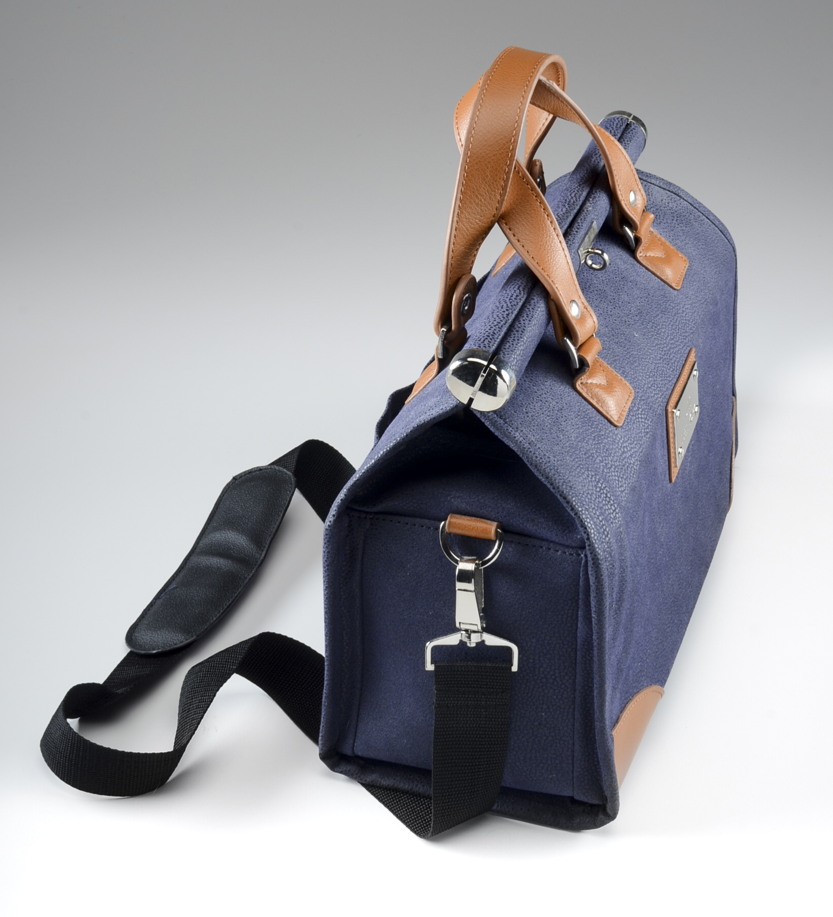 Joy Mangano New York Navy Pebbled Suede Doctor Bag