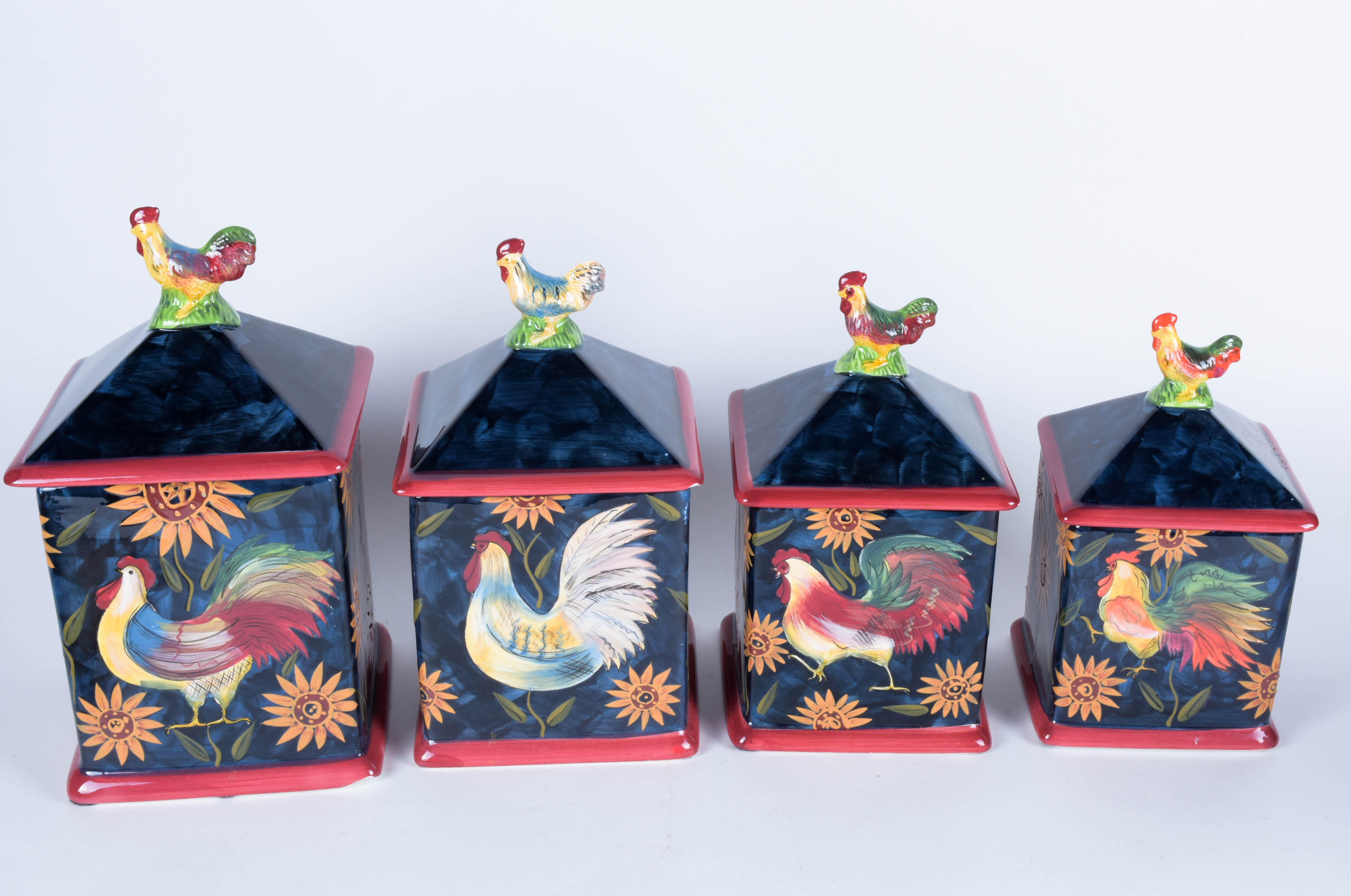 Susan Winget "Sunrise" Canister Set and Rooster Decor