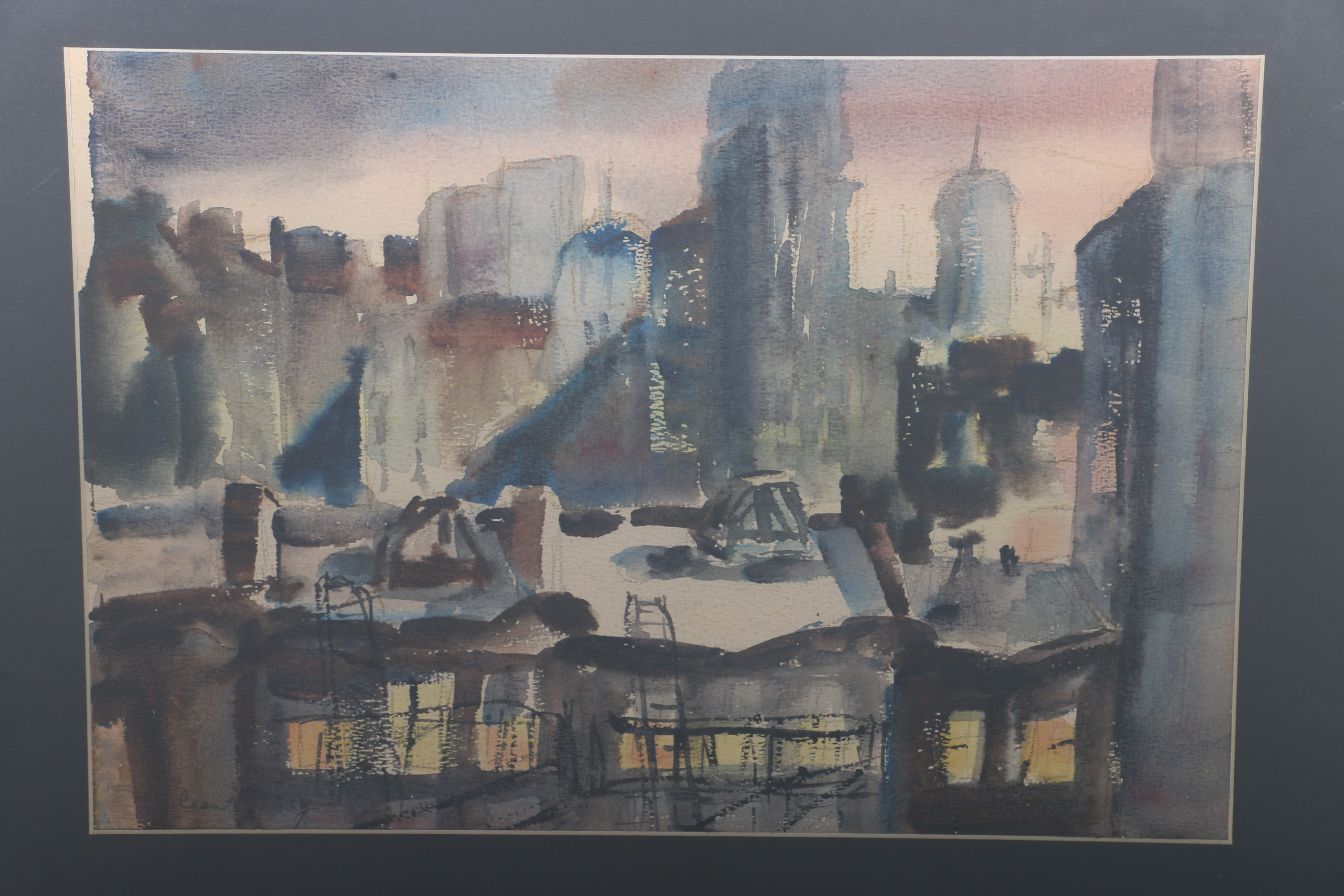 Aileen Berg Original Watercolor of Nocturnal Skyline