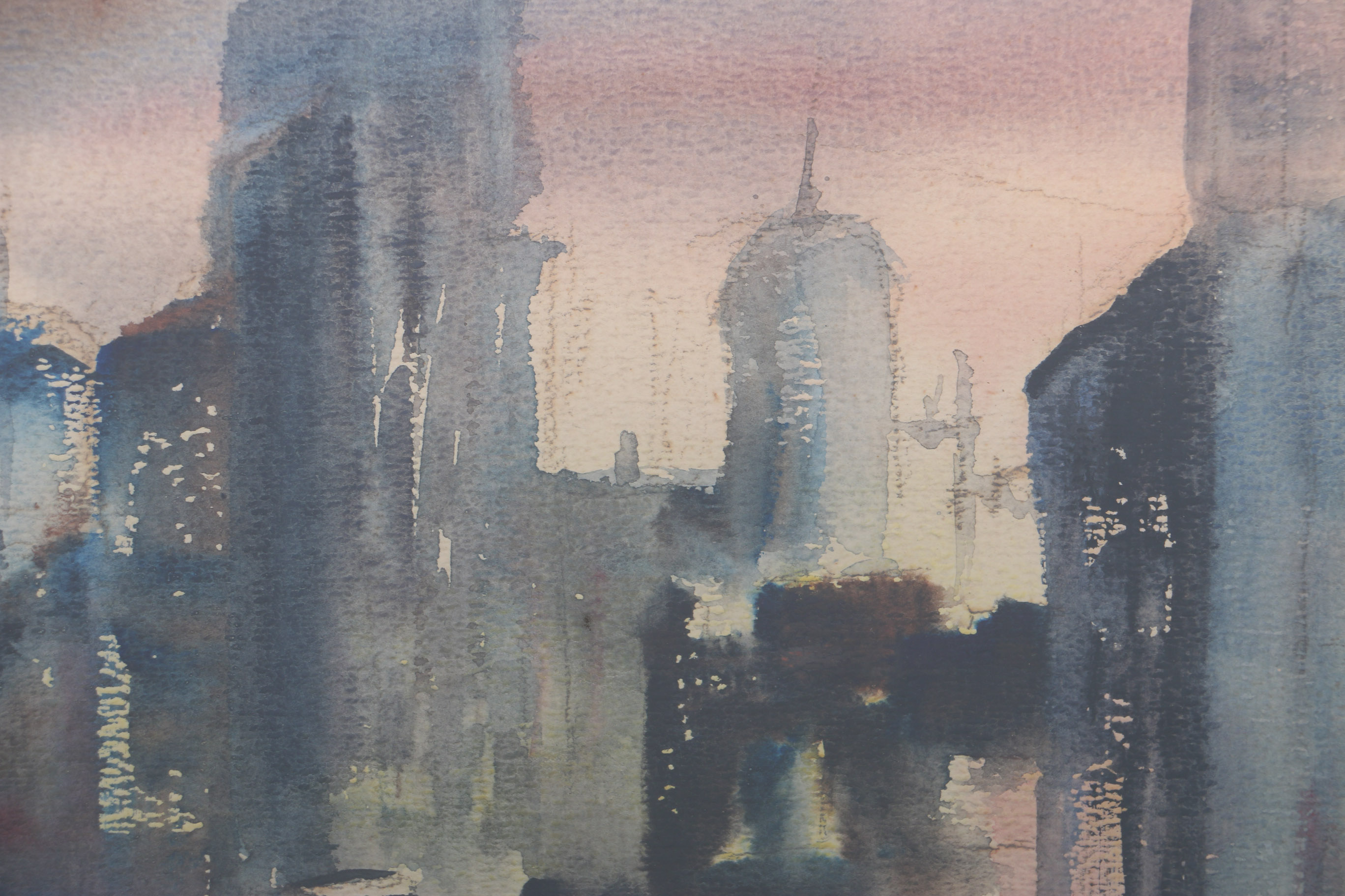 Aileen Berg Original Watercolor of Nocturnal Skyline