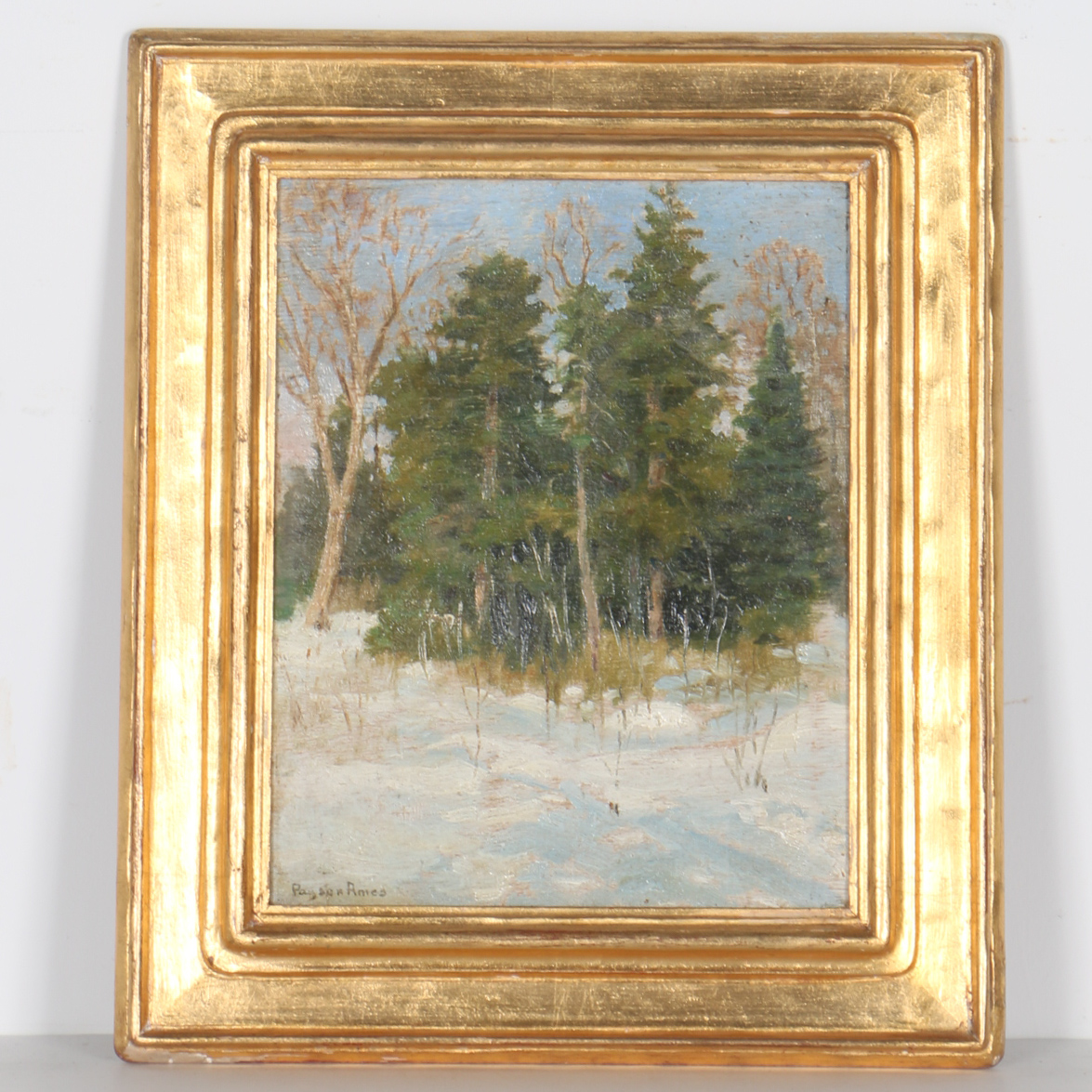Linwood Payson Ames Oil Painting of Wintry Scene