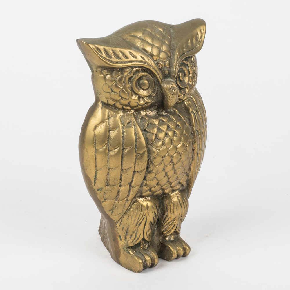 Large Brass Owl Figurine