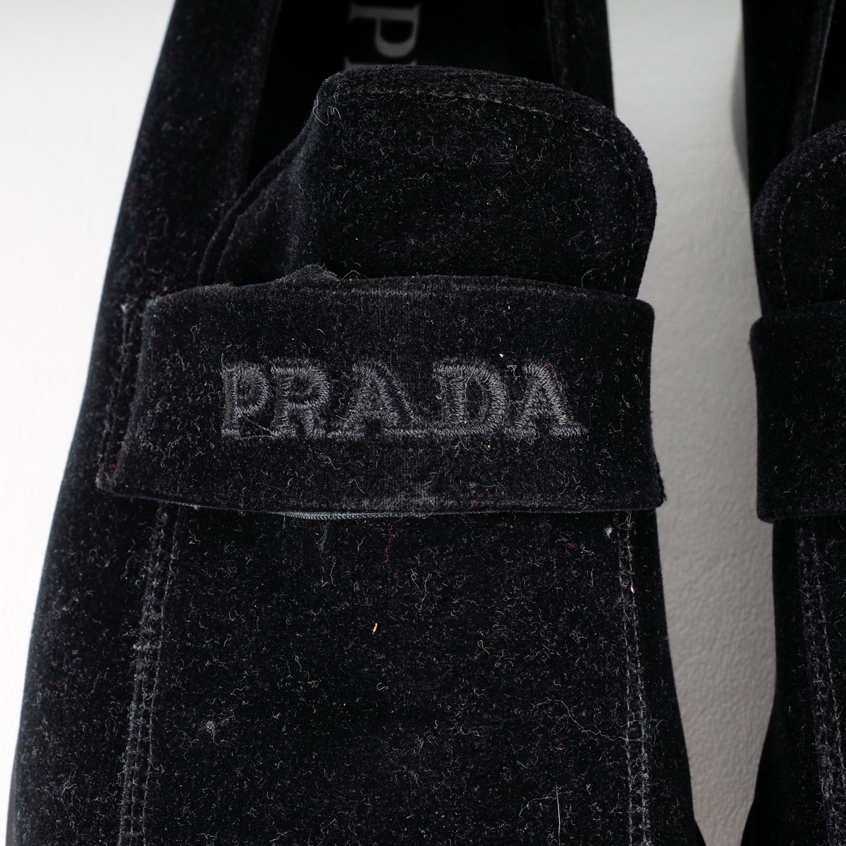 Prada Black Velvet Slip-on Loafers