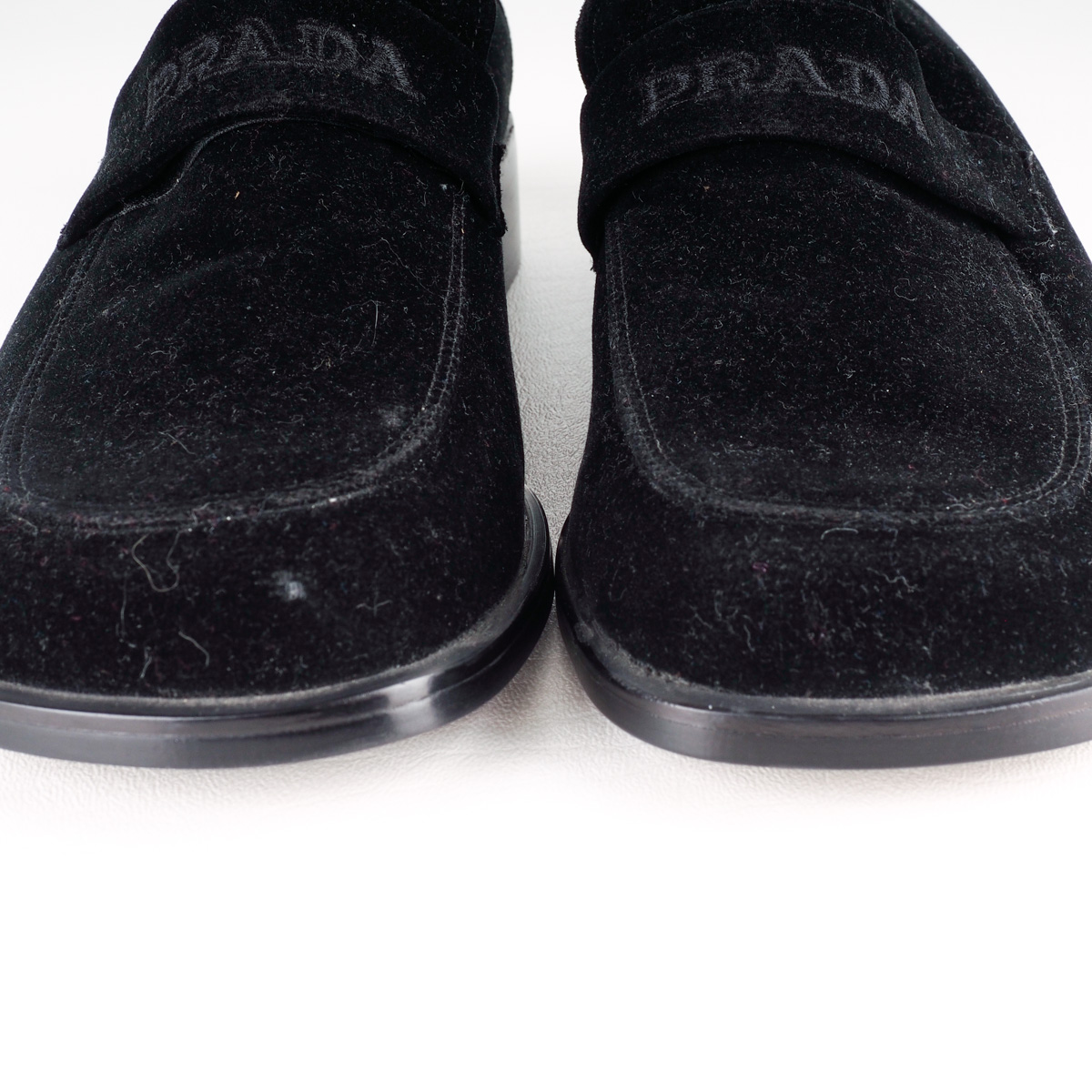 Prada Black Velvet Slip-on Loafers