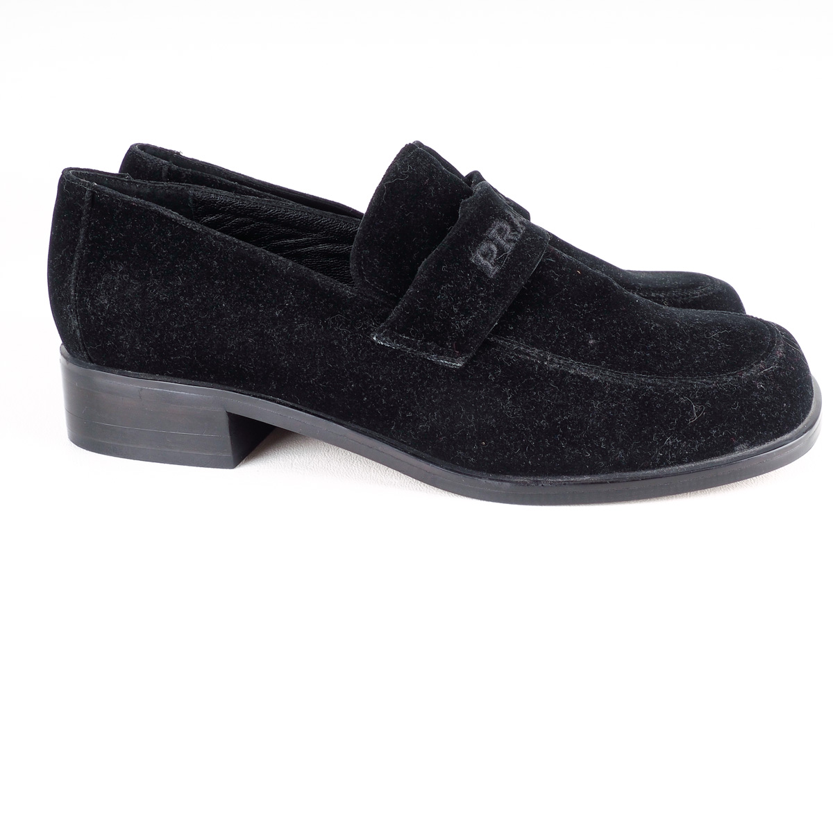 Prada Black Velvet Slip-on Loafers