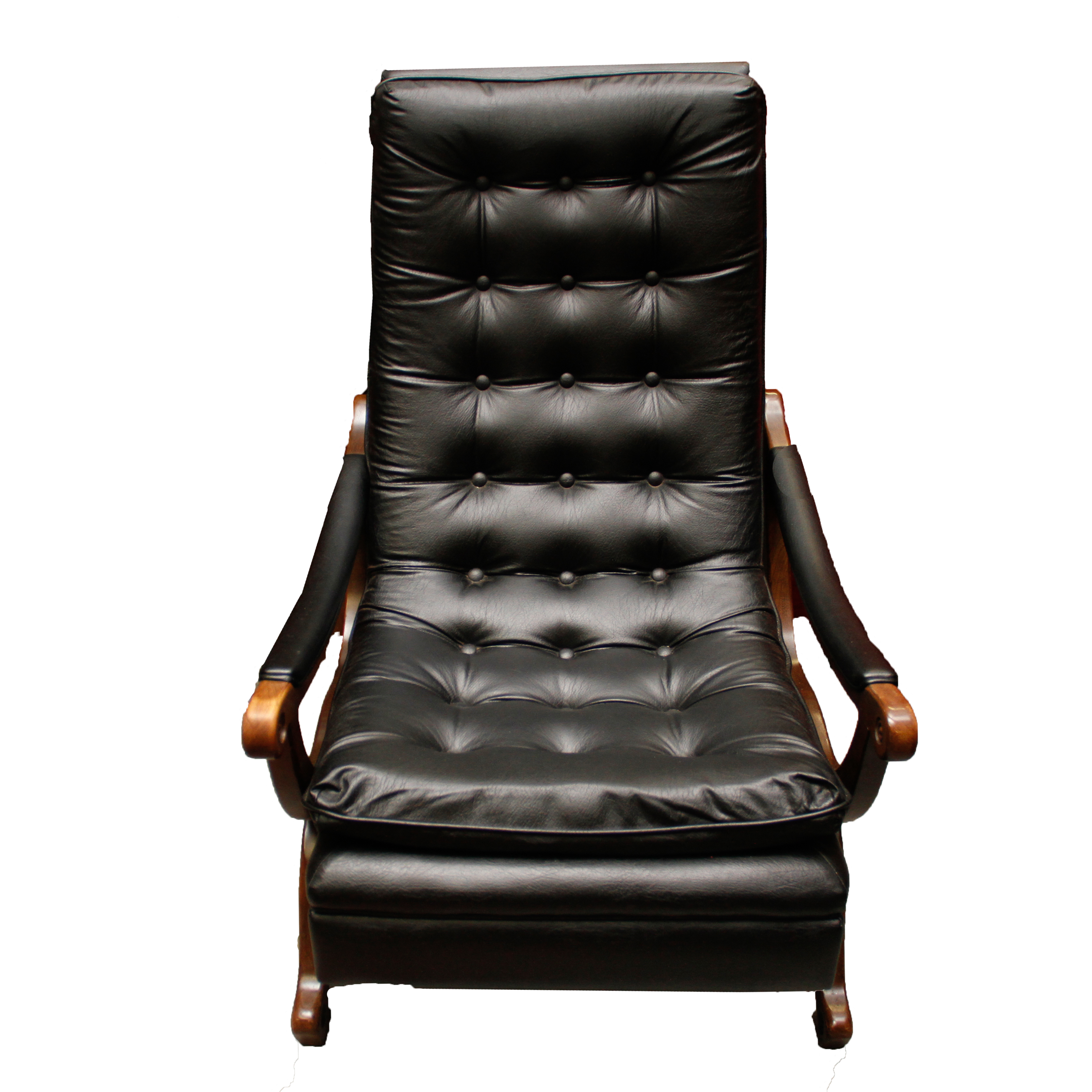 Eames Style Black Leather Reclining Lounge Chair