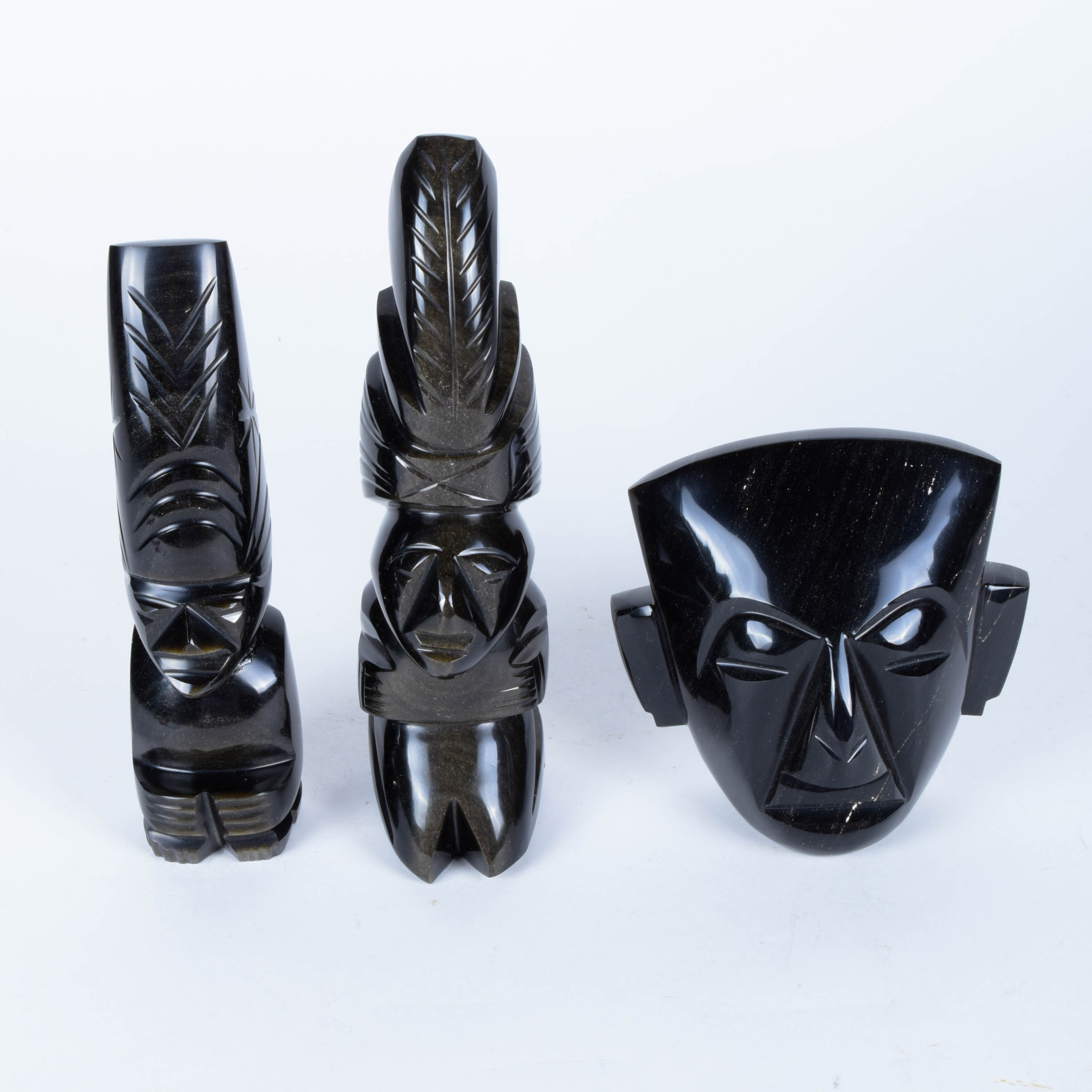 Three Carved Obsidian Sculptures