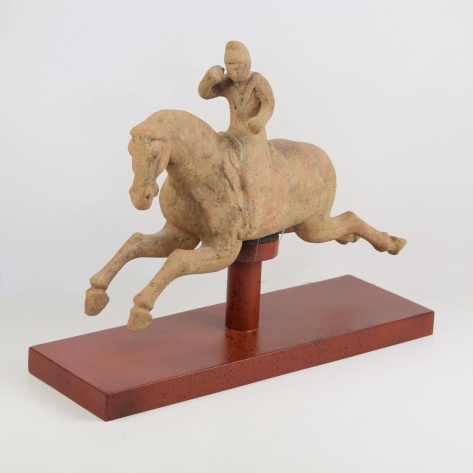 Chinese Han Dynasty Horse and Rider on Custom Mount
