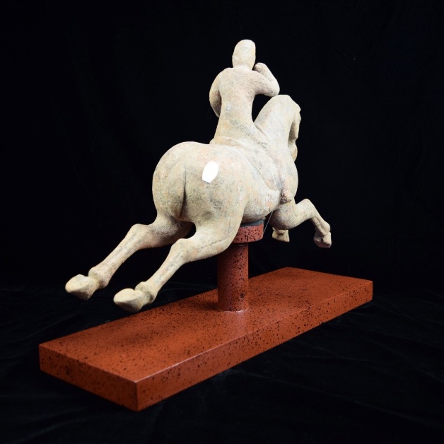 Chinese Han Dynasty Horse and Rider on Custom Mount