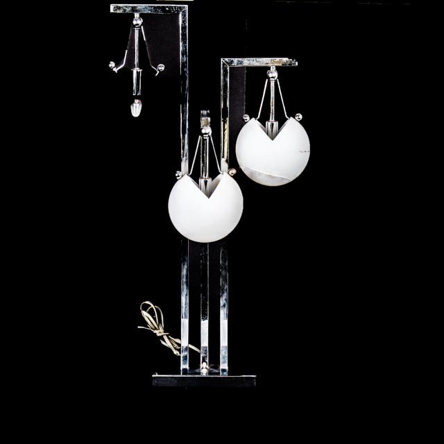 Contemporary Style Chrome Lamp With Glass Shades