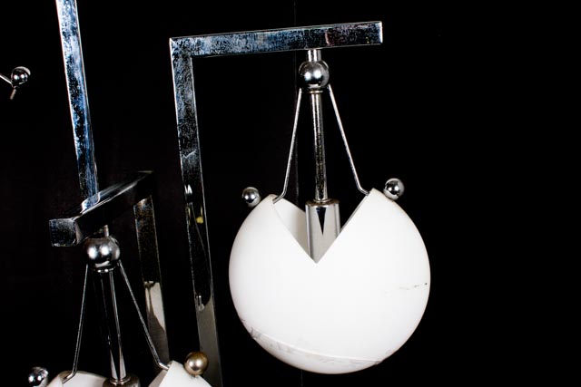 Contemporary Style Chrome Lamp With Glass Shades