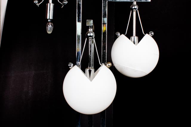 Contemporary Style Chrome Lamp With Glass Shades
