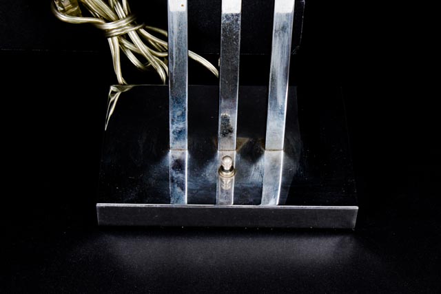 Contemporary Style Chrome Lamp With Glass Shades