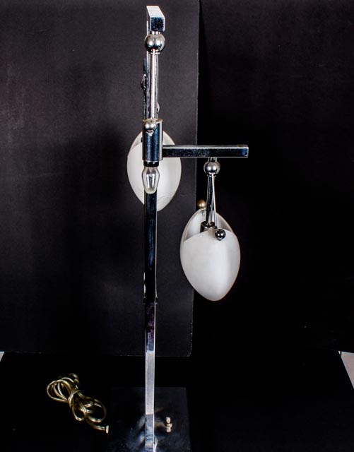 Contemporary Style Chrome Lamp With Glass Shades