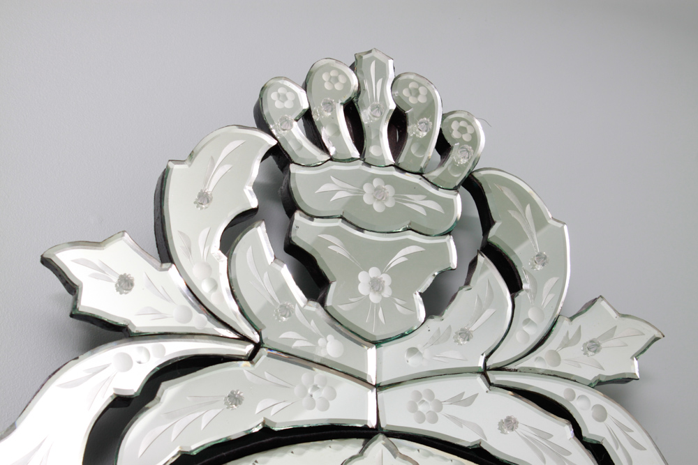 Ornate Wall Mirror with Mirrored Frame