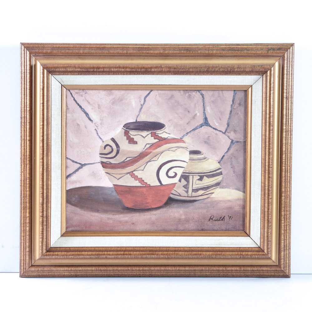 Ruth Signed Still Life Oil Painting