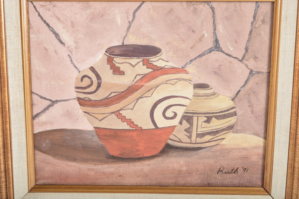 Ruth Signed Still Life Oil Painting