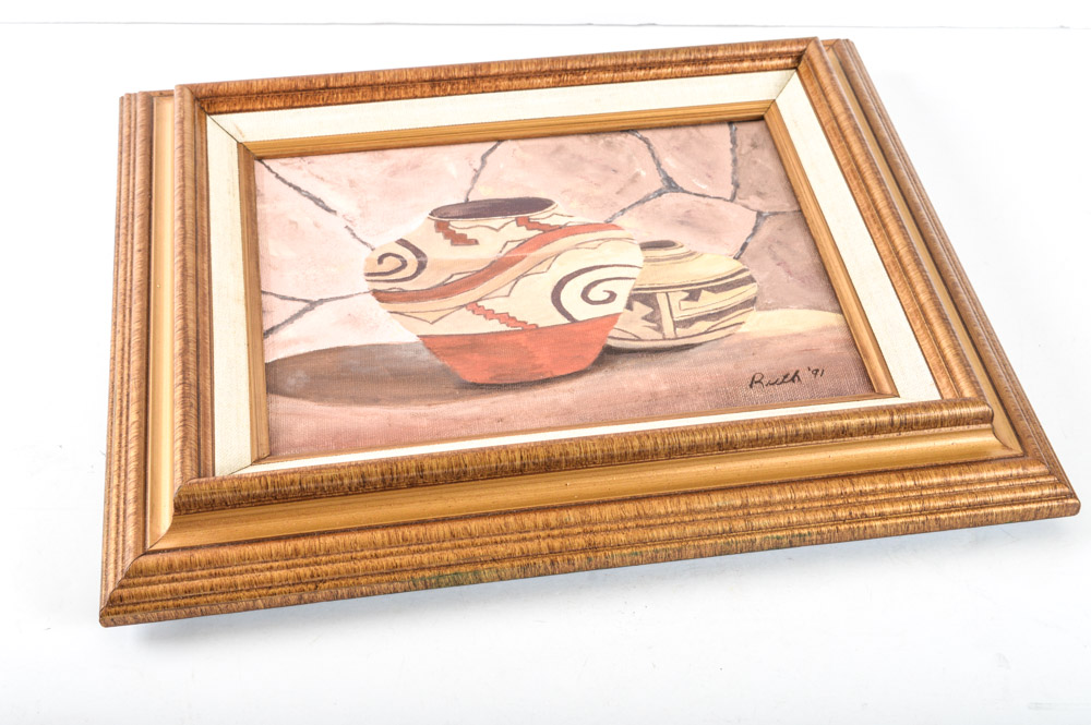 Ruth Signed Still Life Oil Painting