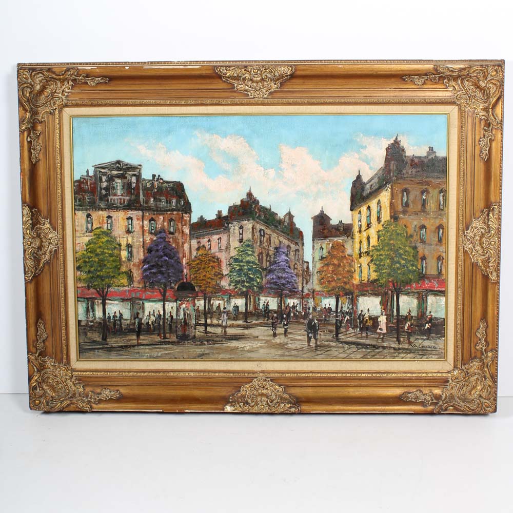 Signed Original Valerio Oil Painting on Canvas