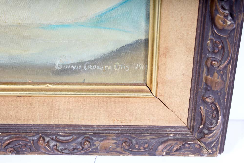 Original Signed Ginnie Crozier Otis Oil Painting of Terriers