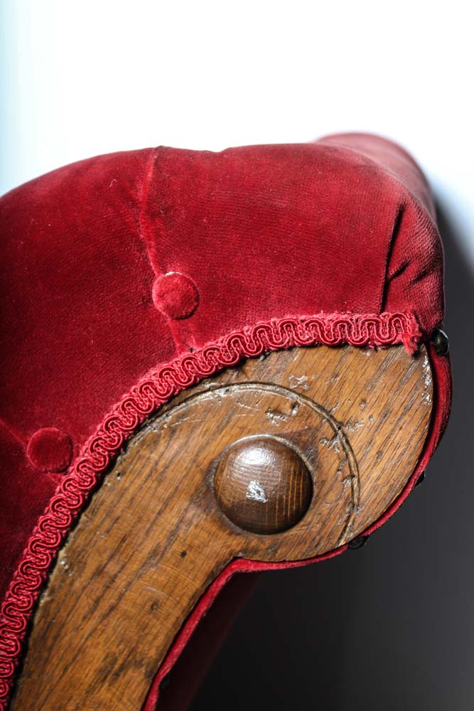 Antique Oak Adjustable Upholstered Fainting Couch