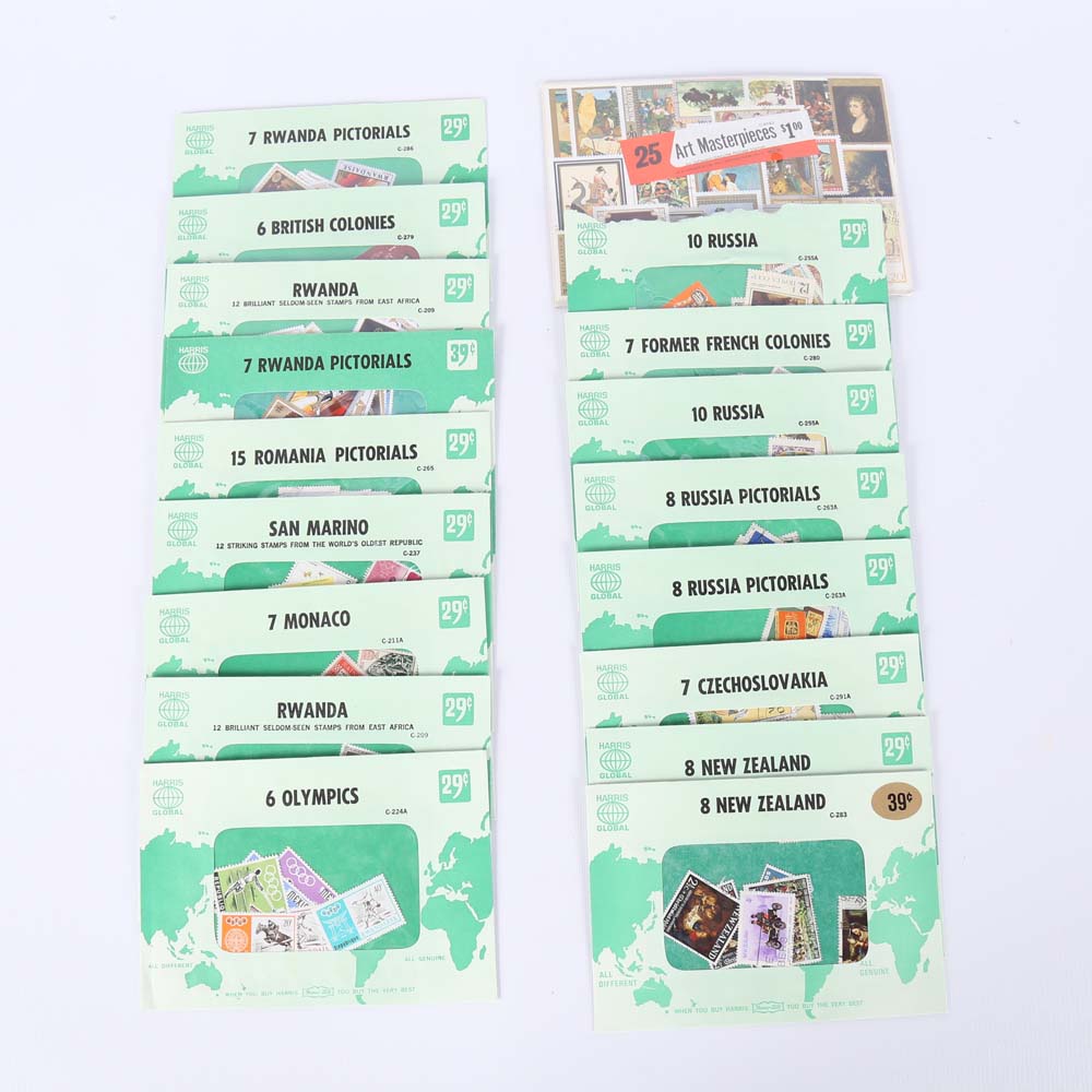 Vintage Stamp Collections Featuring Harris Global Sets