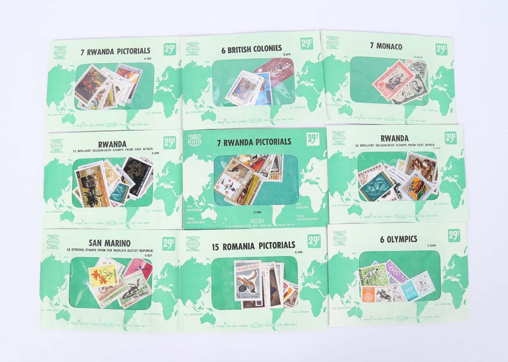 Vintage Stamp Collections Featuring Harris Global Sets