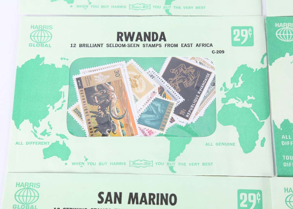 Vintage Stamp Collections Featuring Harris Global Sets