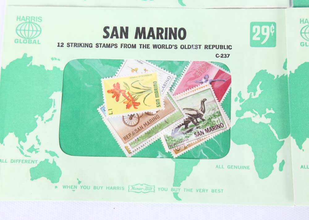 Vintage Stamp Collections Featuring Harris Global Sets