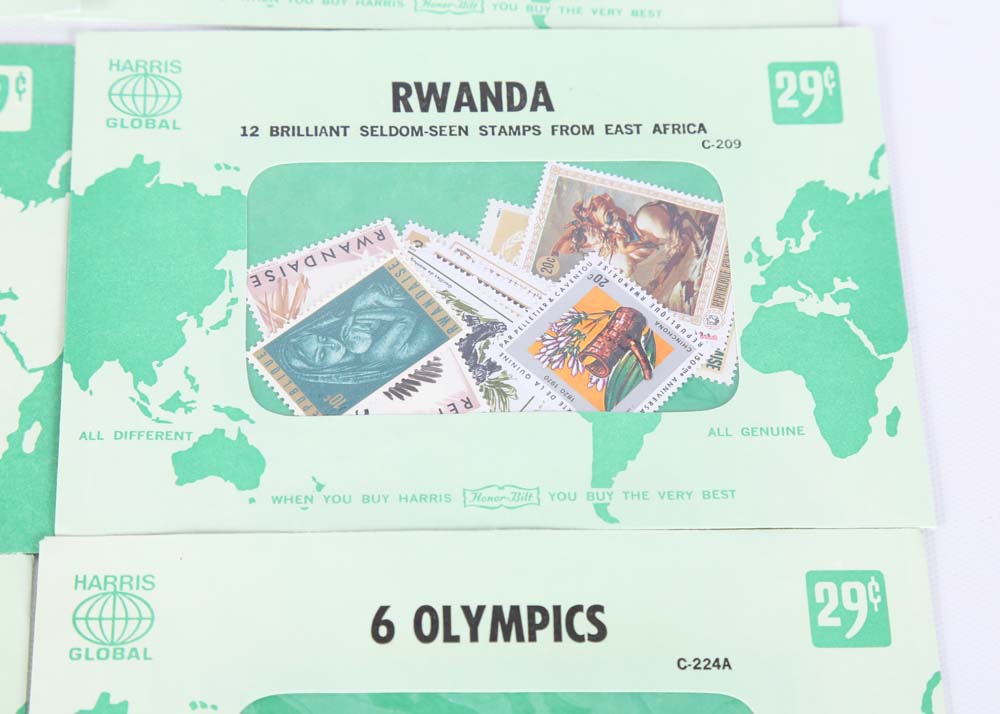 Vintage Stamp Collections Featuring Harris Global Sets