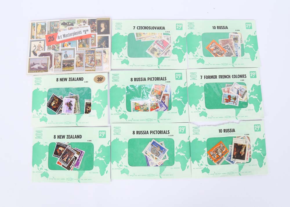 Vintage Stamp Collections Featuring Harris Global Sets