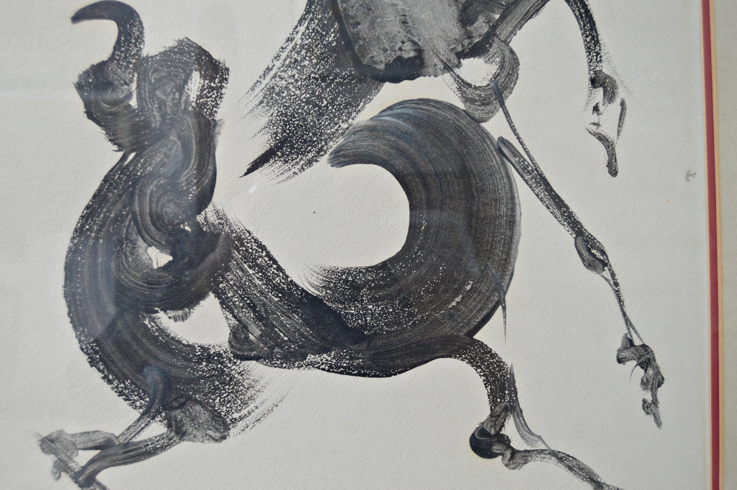 Original Signed Sumi Ink Painting on Paper of a Horse