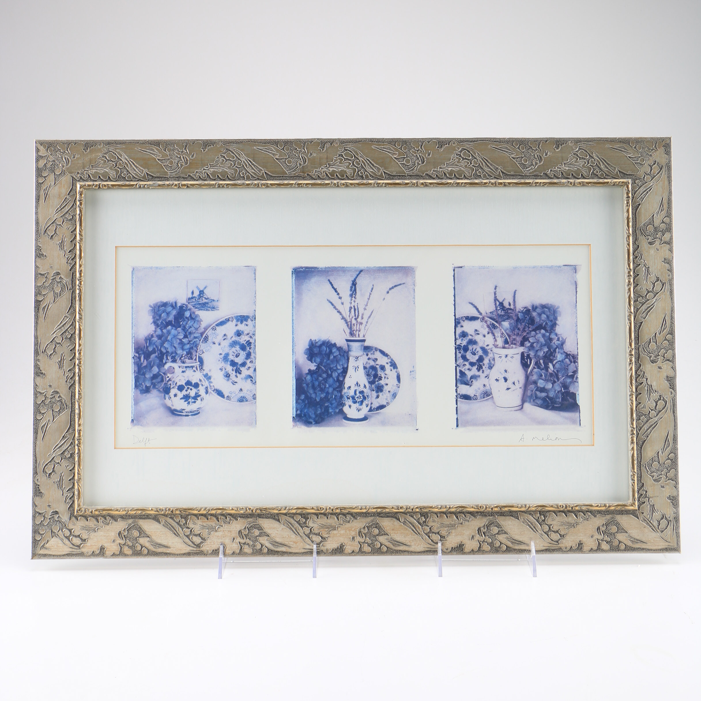 A. Melion Signed Offset Lithograph Triptych "Delft"