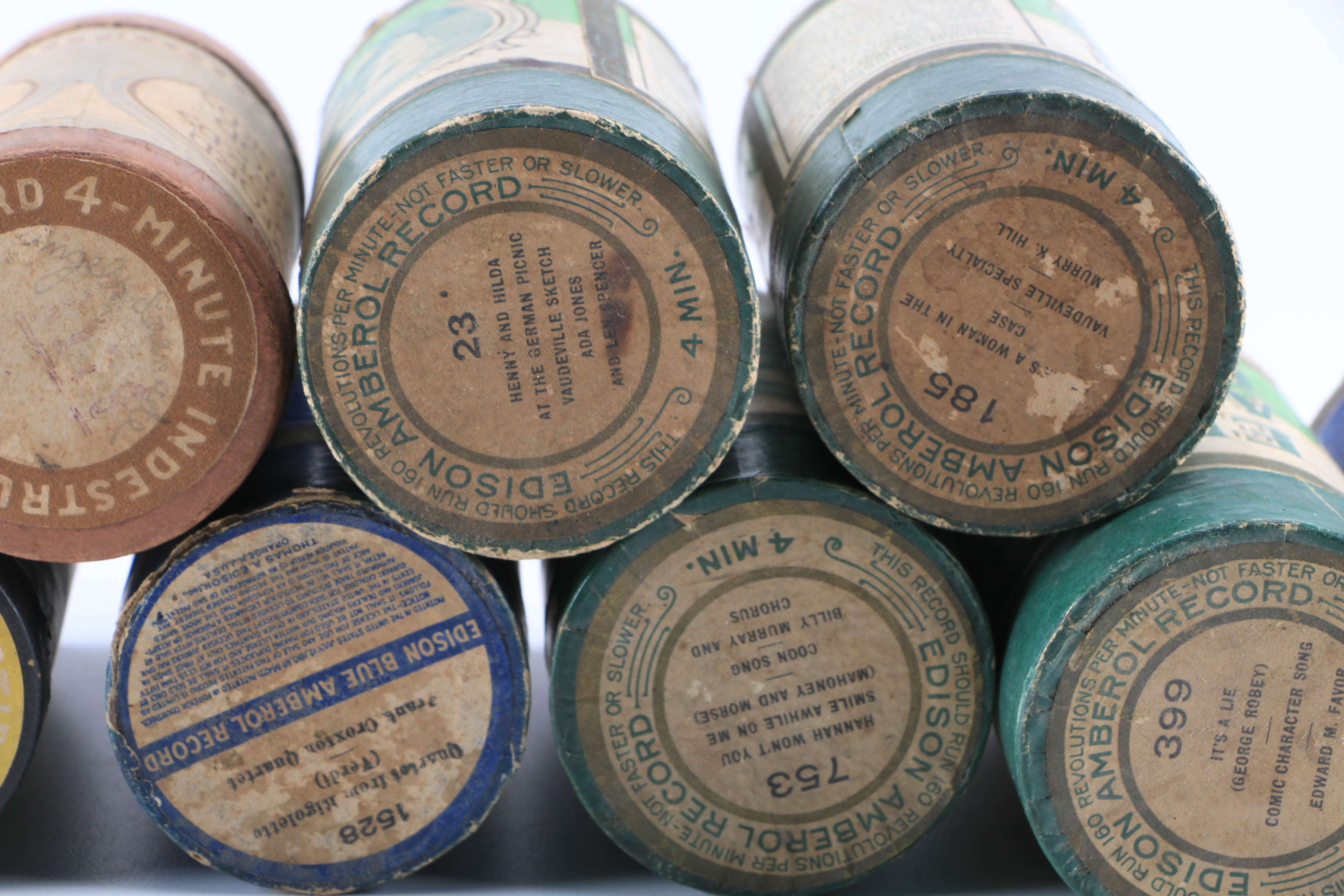 Eleven Antique Cylinder Records