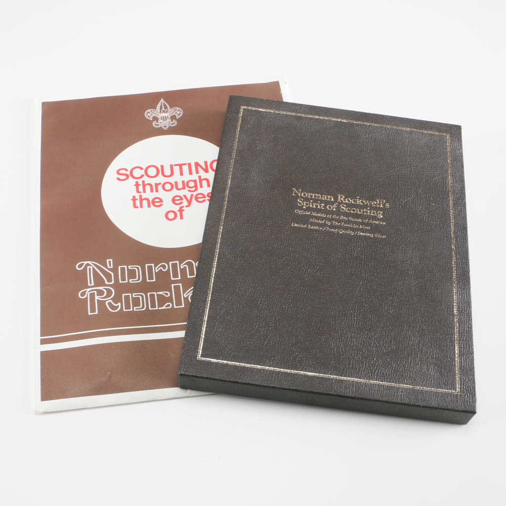 Collection of Norman Rockwell's Spirit of Scouting Sterling Medals and Portraits