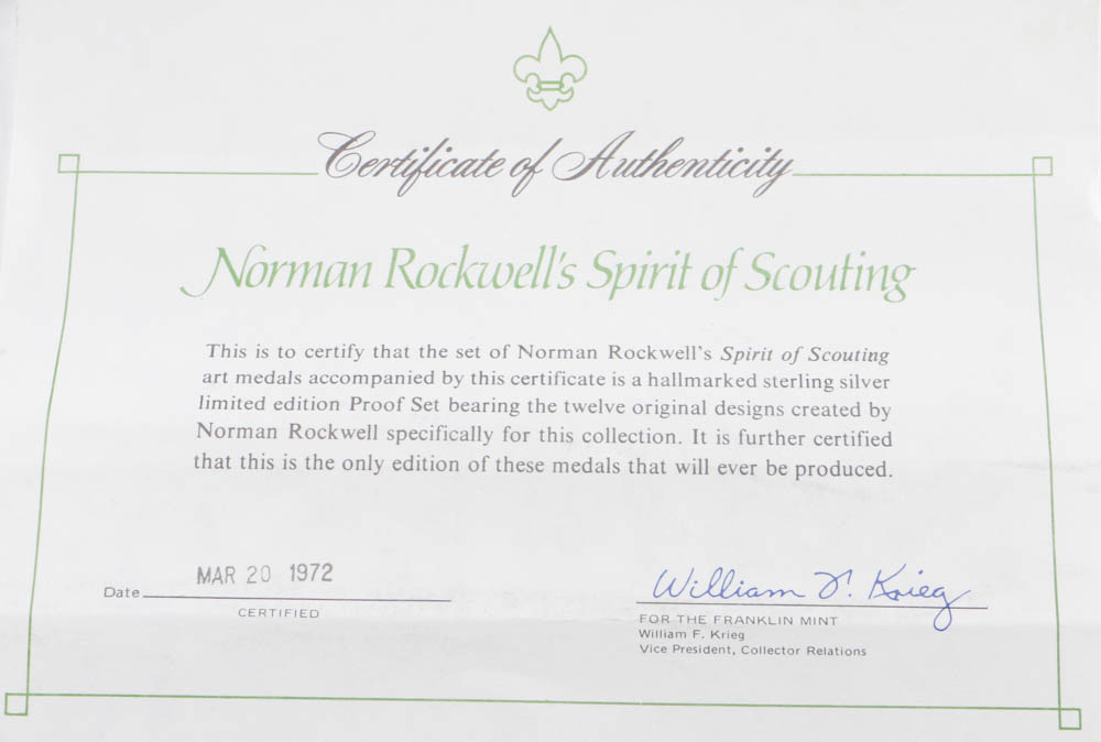 Collection of Norman Rockwell's Spirit of Scouting Sterling Medals and Portraits