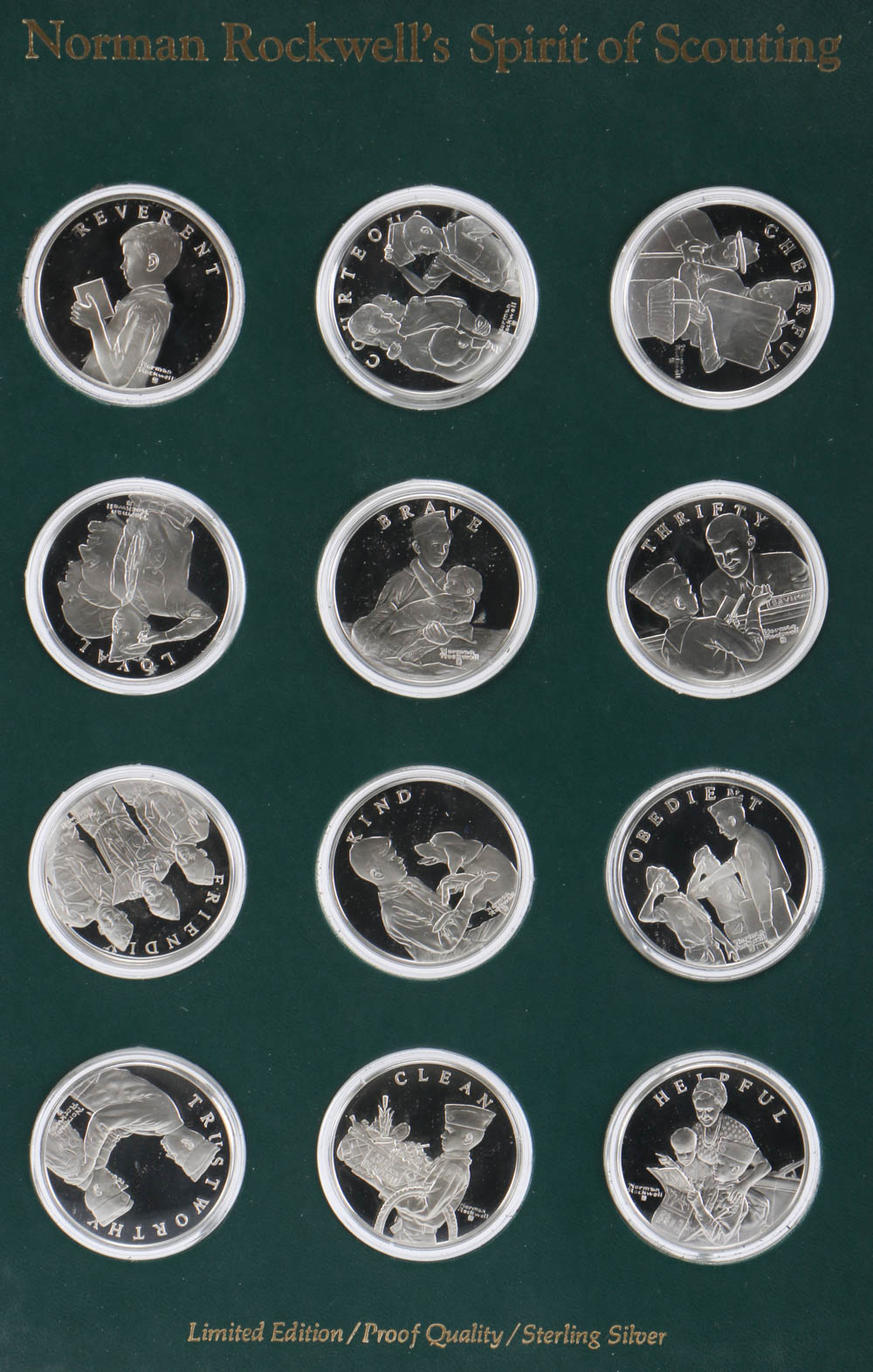 Collection of Norman Rockwell's Spirit of Scouting Sterling Medals and Portraits