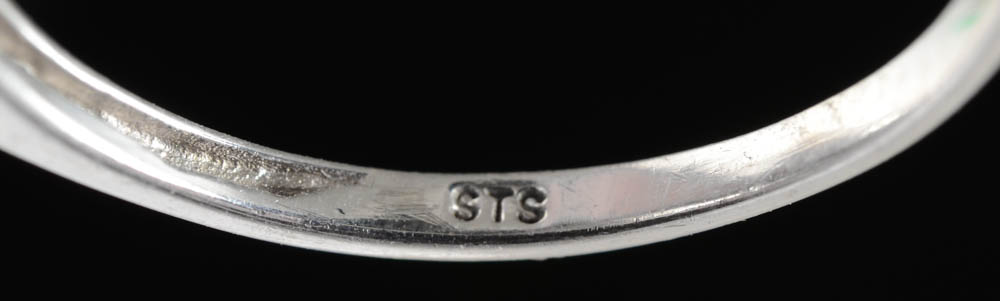 Sterling Silver Druzy Quartz and Iolite Ring and a Violet Cubic Zirconium Band